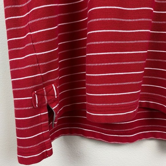 Duluth Trading Company Polo Shirt Large Mens Red Stripe Short Sleeve Longtail L - Picture 4 of 8
